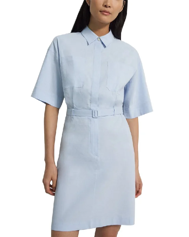  Clothing StoreTheory Casual Belted Linen-Blend Shirtdress Clothing Store