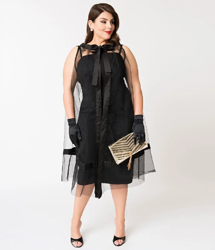  Modern Women's AttireBarbie x Unique Vintage Plus Size Black Magic Sheath Dress & Cape Set Modern Women's Attire