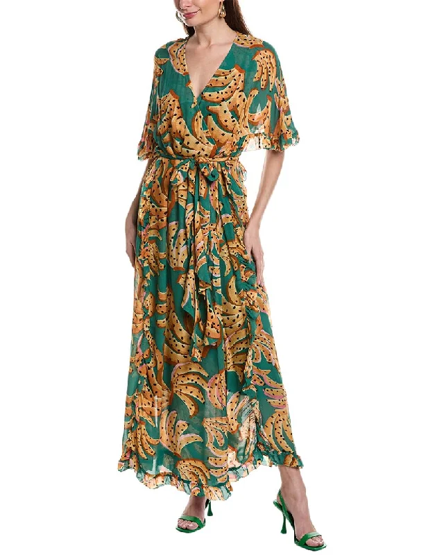  Women's Night-Out ClothesFARM Rio Green Raining Bananas Maxi Wrap Dress Women's Night-Out Clothes