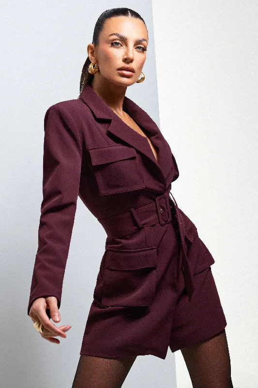  Women Wear BrandsGenesis | Plum Belted Utility Blazer Dress Women Wear Brands