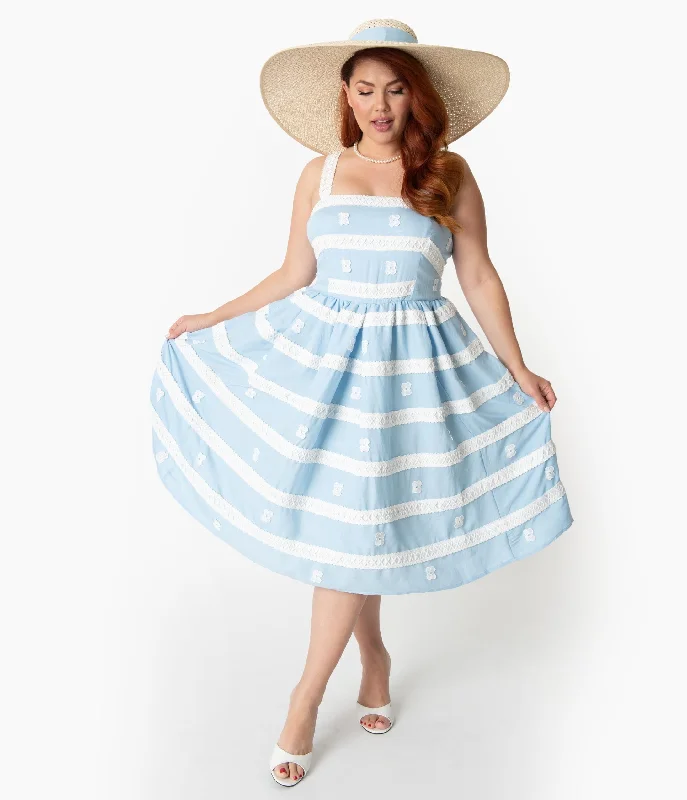  Elegant Women's AttireBarbie x Unique Vintage Plus Size Blue & White Suburban Shopper Sundress Elegant Women's Attire