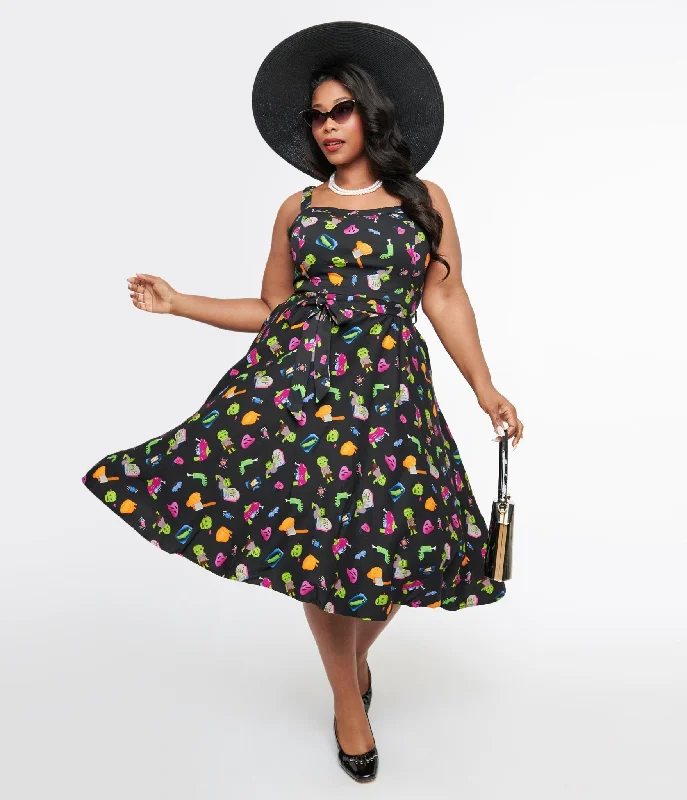  Women's Plus-Size AttirePlus Size 1950s Black Zombie Print Lori Swing Dress Women's Plus-Size Attire