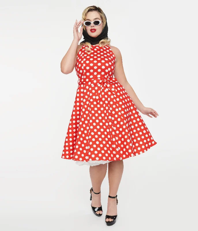  Women's Outerwear for All Weather Conditions1950s Red & White Polka Dot Cotton Swing Dress Women's Outerwear for All Weather Conditions