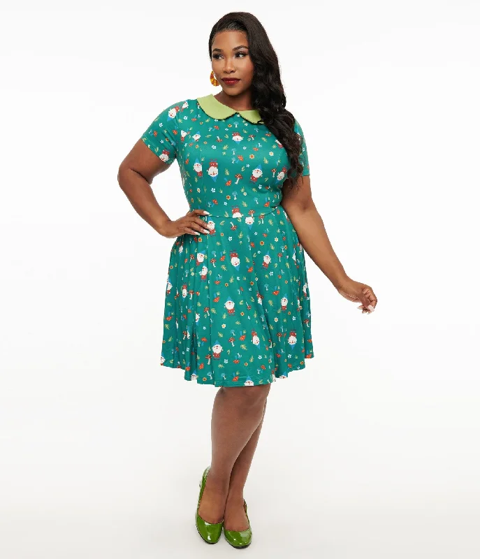  Women's Work Outfit For The OfficeUnique Vintage Plus Size 1950s Green Gnome Print Fit & Flare Dress Women's Work Outfit For The Office