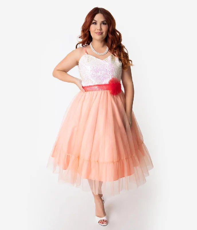  Formal Attire For WomenBarbie™ x Unique Vintage Plus Size Peaches N Cream Chiffon Dress Formal Attire For Women