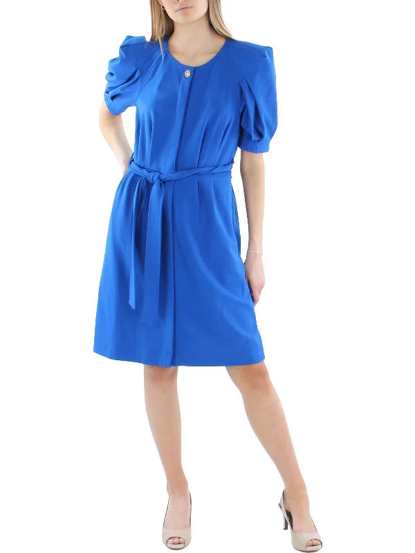  Women's Transitional AttireWomens Knit Puff Sleeves Fit & Flare Dress Women's Transitional Attire