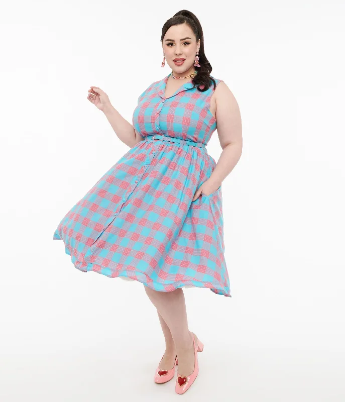  Latest Fashion for WomenDolly & Dotty 1950s Pink & Blue Gingham Cotton Swing Dress Latest Fashion for Women