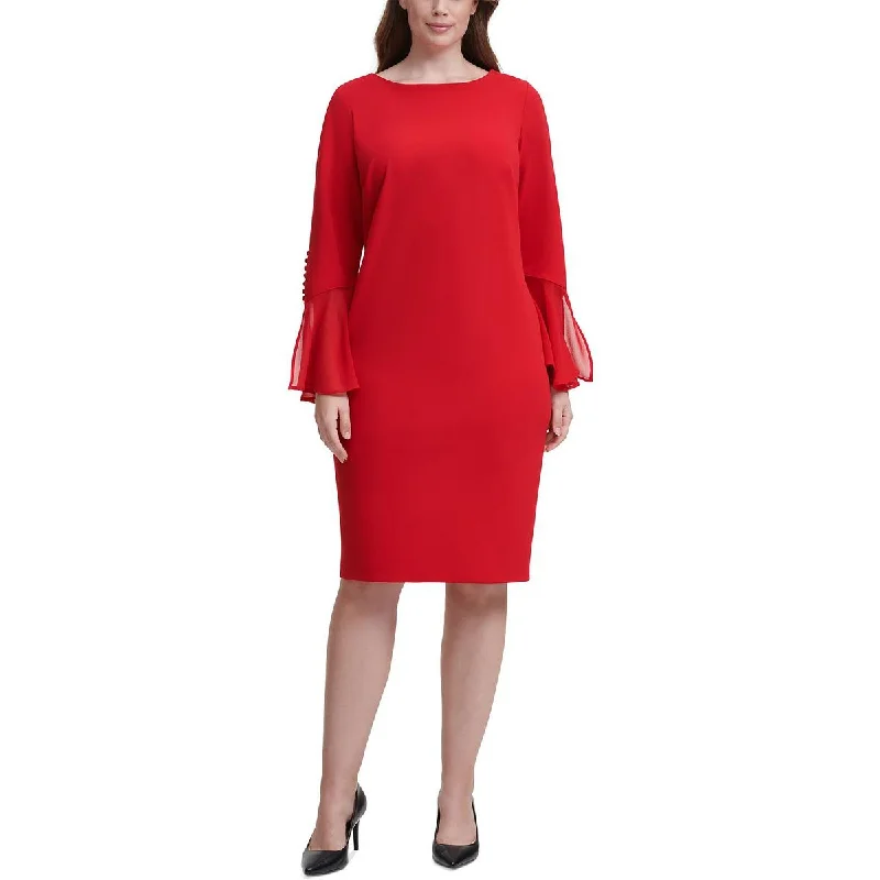  Vintage FashionPlus Womens Sheath Bell Sleeves Sheath Dress Vintage Fashion