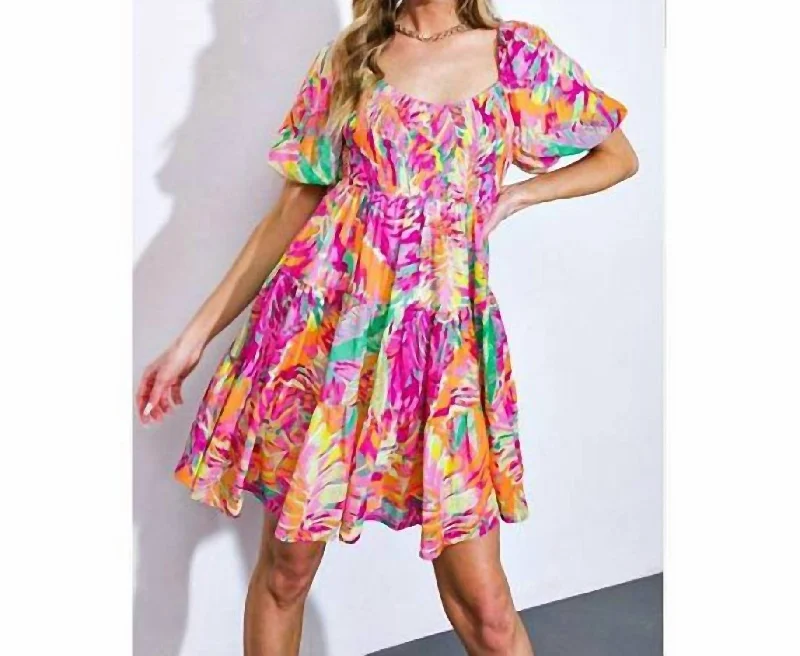  Sustainable Fashion Multi Print Boho Dress In Pink Multi Sustainable Fashion 