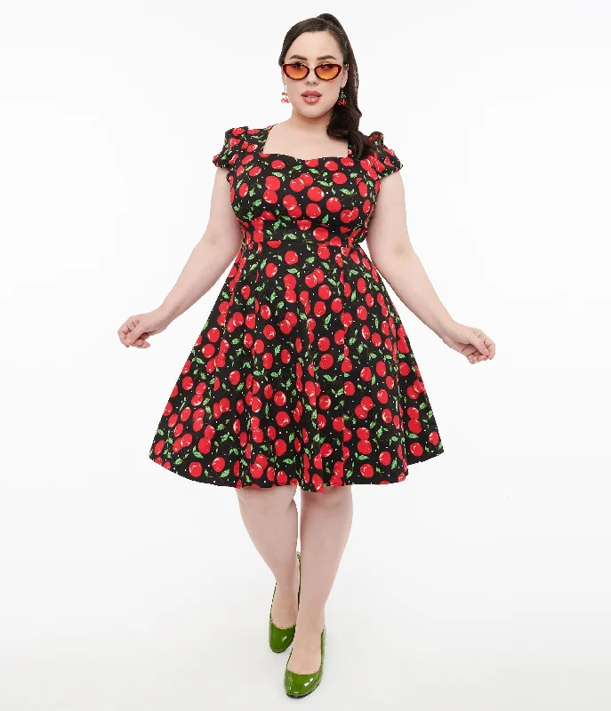  Women's Trendy OutfitsDolly & Dotty 1950s Black Cherry Swing Dress Women's Trendy Outfits