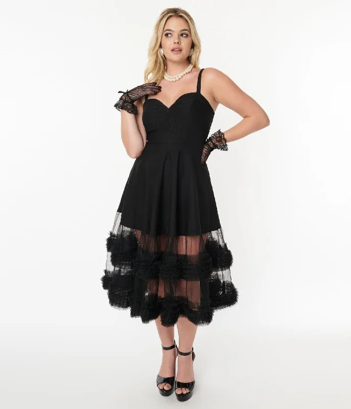  Women's Tailored OutfitBlack Roman Holiday Tulle Swing Dress Women's Tailored Outfit