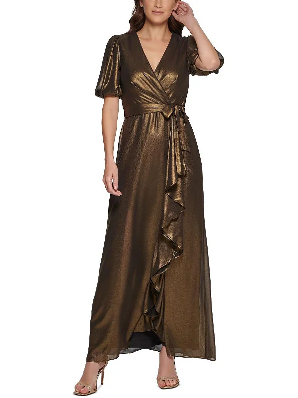  Elegant Clothing For WomenWomens Metallic Surplice Wrap Dress Elegant Clothing For Women