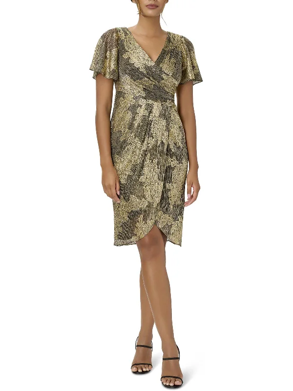  Women's Holiday ApparelWomens Metallic Midi Cocktail and Party Dress Women's Holiday Apparel