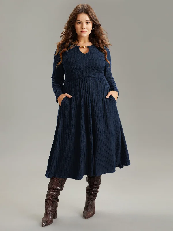  Online Boutiques ClothingRib Knit Plain Notched Pocket Dress Online Boutiques Clothing