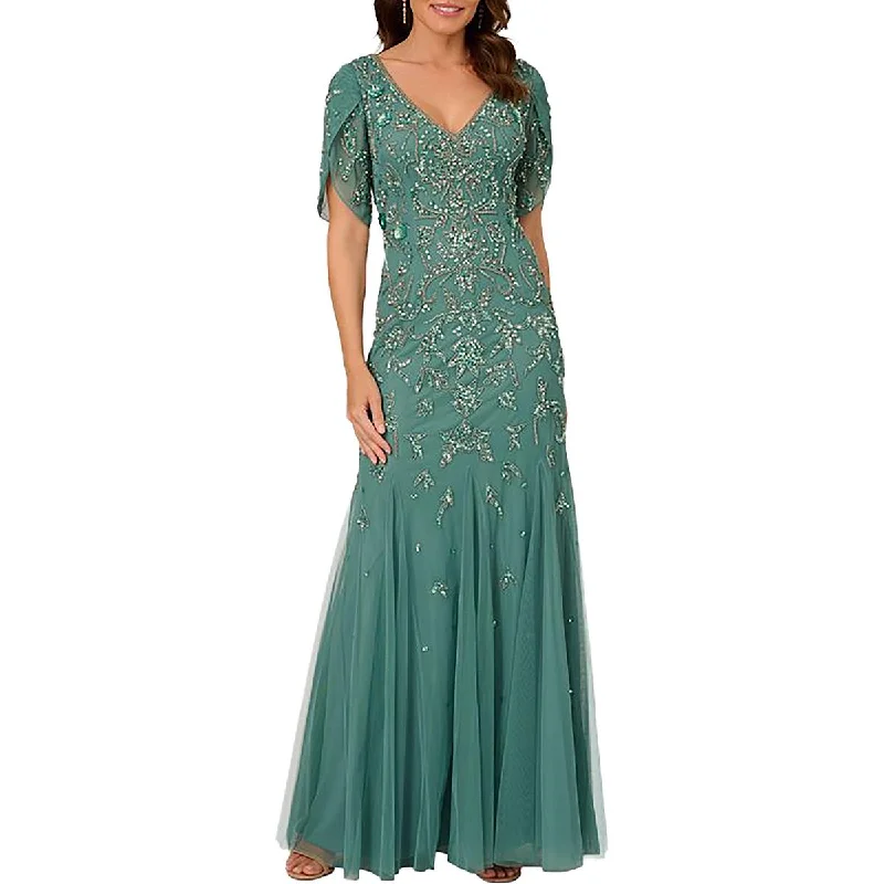  Women's High-End ClothingWomens Embellished Mesh Evening Dress Women's High-End Clothing