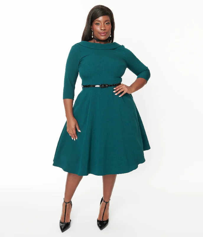  Women's Holiday OutfitThe Pretty Dress Company Forest Green Grace Fit & Flare Dress Women's Holiday Outfit