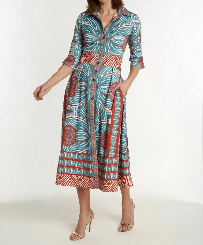  Online Clothing StoresMonaco Long (3/4) Sleeve Dress In Frangipani Steel Online Clothing Stores