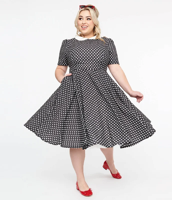  Effortless Chic for WomenPlus Size 1950s Black & White Polka Dot Brielle Swing Dress Effortless Chic for Women