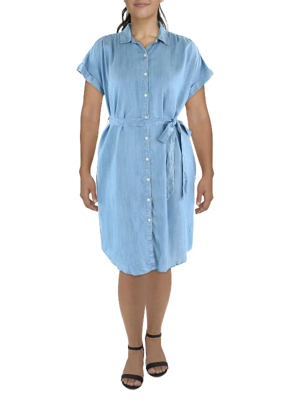  Trendy Women's FashionPlus Womens Chambray Button-Down Shirtdress Trendy Women's Fashion