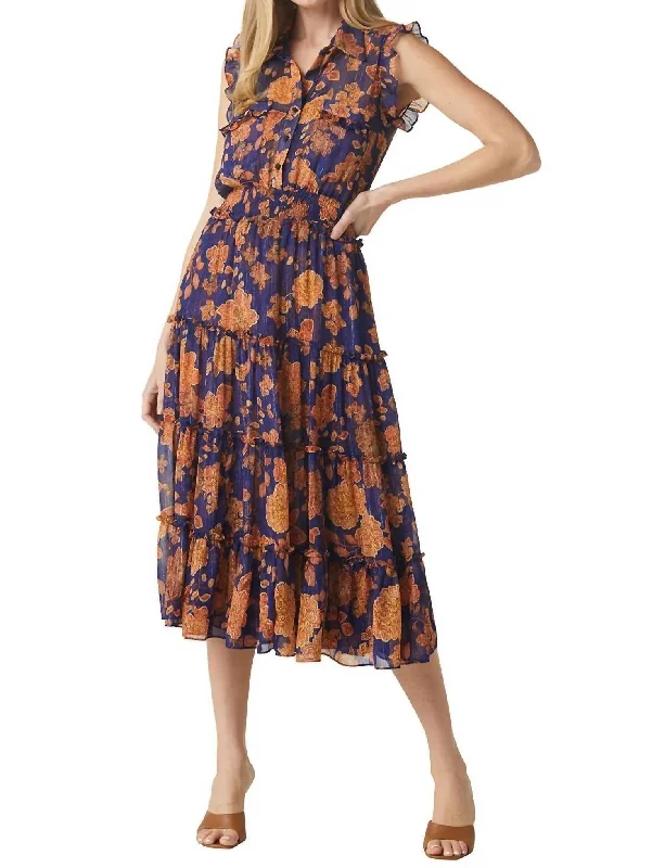  Women's Plus-Size GarmentsTina Dress In Blue Marigold Flora Women's Plus-Size Garments