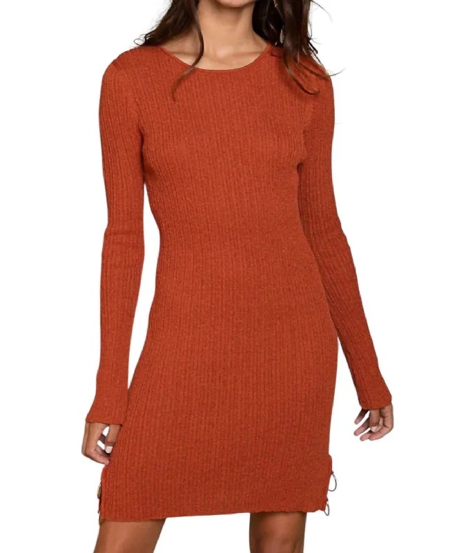  Women's Fashion ClothingRing Detailed Sweater Dress In Rust Women's Fashion Clothing