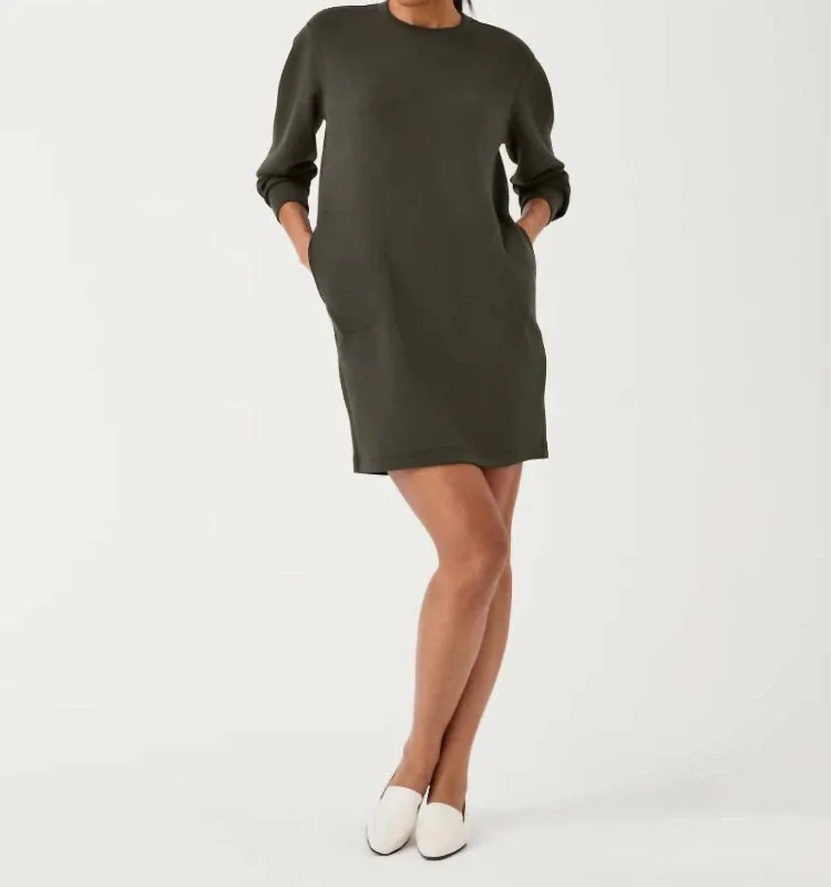  Chic Women's GarmentsAir Essentials Crew Neck Dress In Olive Chic Women's Garments