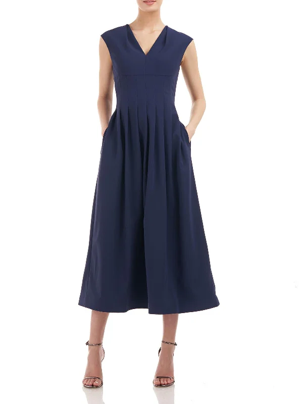  Women's Holiday AttireWomens Pleated V-Neck Cocktail and Party Dress Women's Holiday Attire