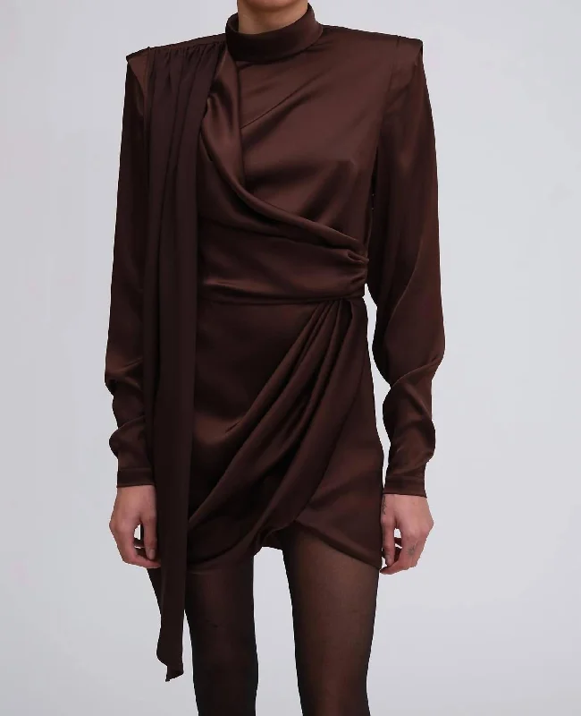  Sale ClearanceBianca Solid Silk Dress In Chocolate Brown Sale Clearance