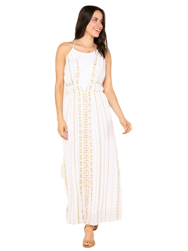  Women's Holiday ClothesZaylee Womens Metallic Embroided Halter Dress Women's Holiday Clothes