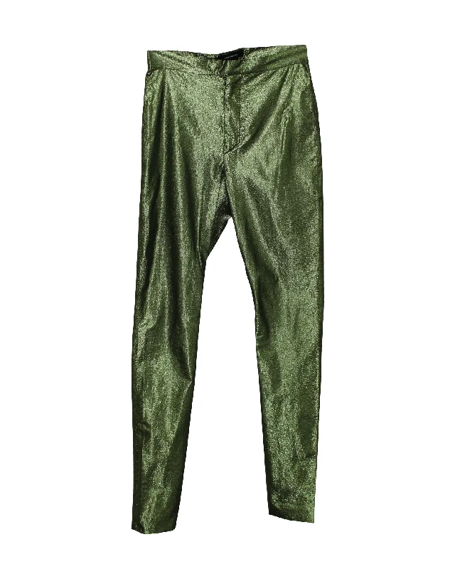  Feminine Dresses for Women in Bold PrintsIsabel Marant Shiny Trousers in Green Polyamide Feminine Dresses for Women in Bold Prints