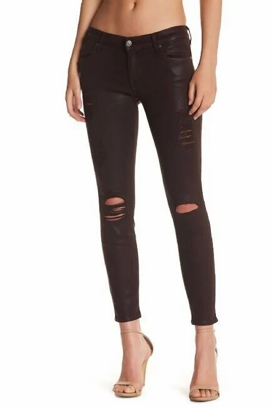  Women's Timeless AttireSkinny Coated Distressed Jeans In Red Women's Timeless Attire