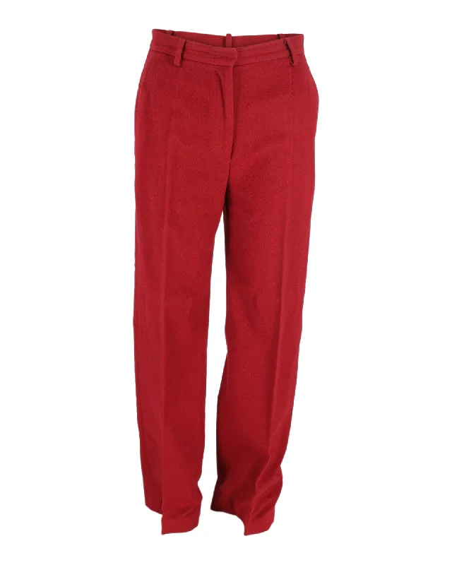  Trendy Boutiques OnlineMax Mara Straight Leg Trousers in Red Cotton Trendy Boutiques Online