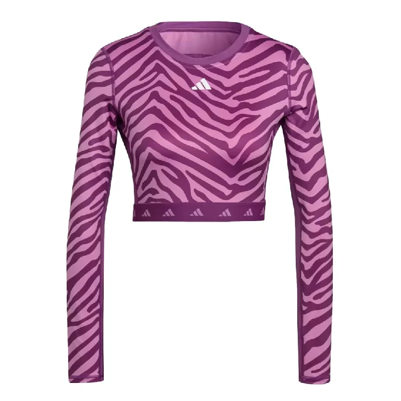  Women's Stylish Professional Garmentsadidas - Women's Techfit Crop Long Sleeve Zebra T-Shirt (IB3610) Women's Stylish Professional Garments