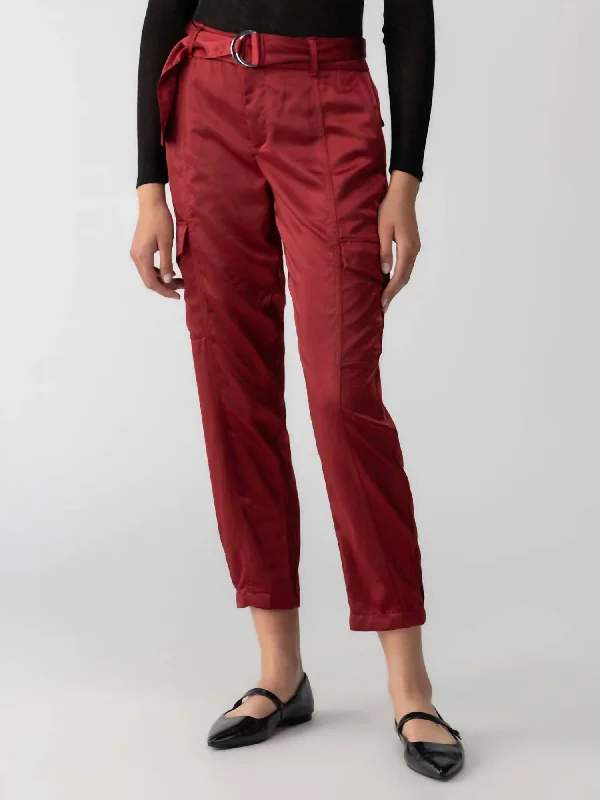  Designer Women's Fashion OnlineClassy Cargo Standard Rise Trouser In Garnet Designer Women's Fashion Online