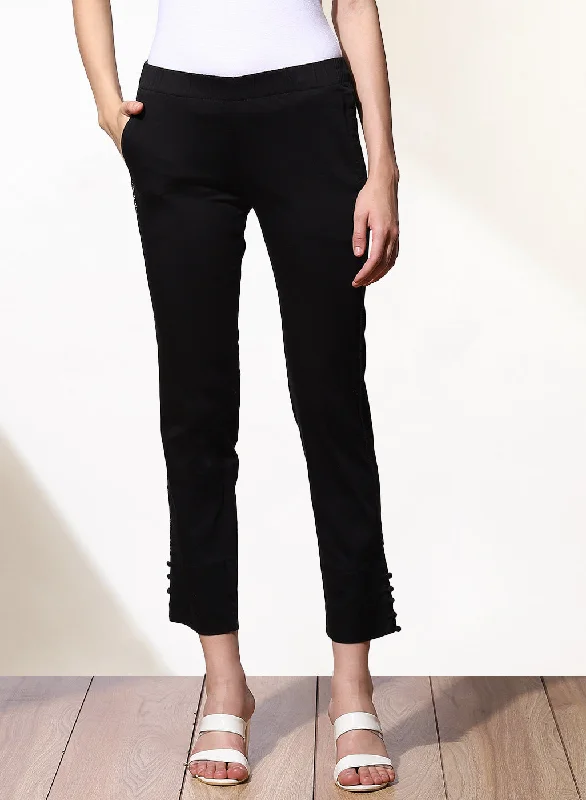  Timeless Women's OutfitMia Dark Black Relaxed Fit Pants for Women Timeless Women's Outfit