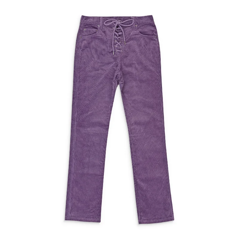  Women's Everyday ClothesCALLIPYGIAN STRETCH CURDUROY PURPLE LACE-UP JEANS Women's Everyday Clothes