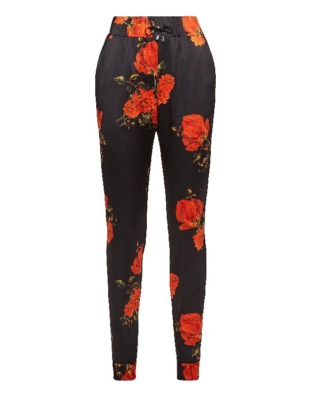  Clothes Of WomanJogging Trousers "Red Flowers Print" Clothes Of Woman