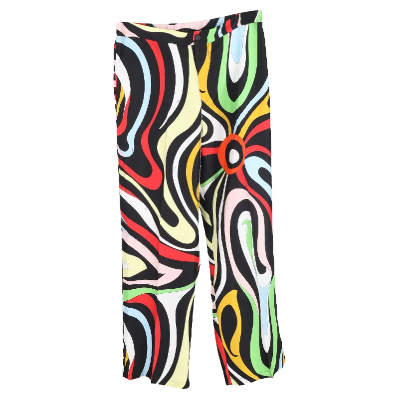  Versatile Women's FashionEmilio Pucci Marmo Straight-Leg Trousers in  Multicolor Silk Versatile Women's Fashion