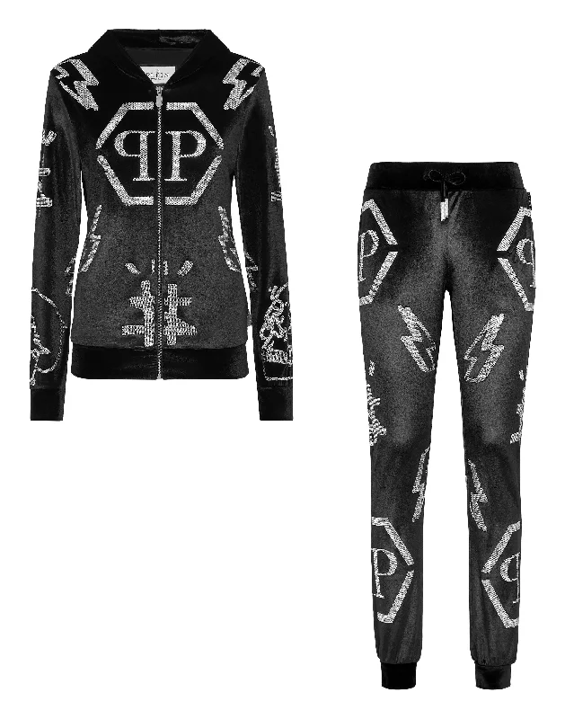  Women's Clothing Outfit SetTracksuit Hoodie/Trousers Monogram  with Crystals Women's Clothing Outfit Set