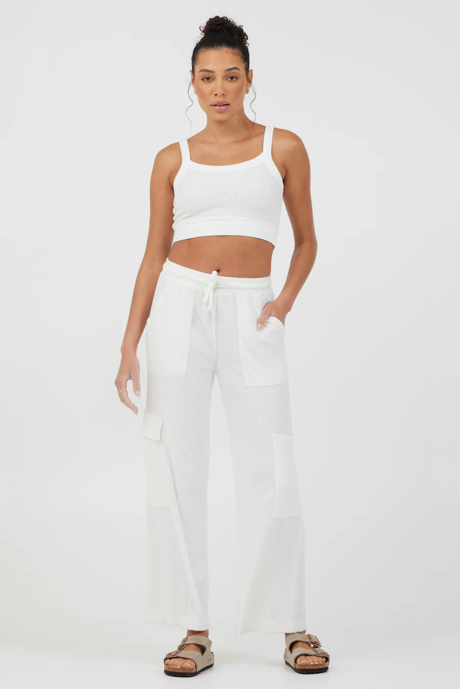  Elegant Clothing For WomenTerry Cargo Pants - White Elegant Clothing For Women