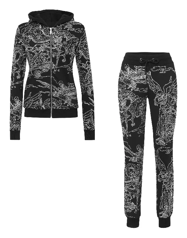  Women's Functional Outfit For Outdoor ActivitiesTracksuit Top/Trousers Stones Skeleton tattoo Women's Functional Outfit For Outdoor Activities