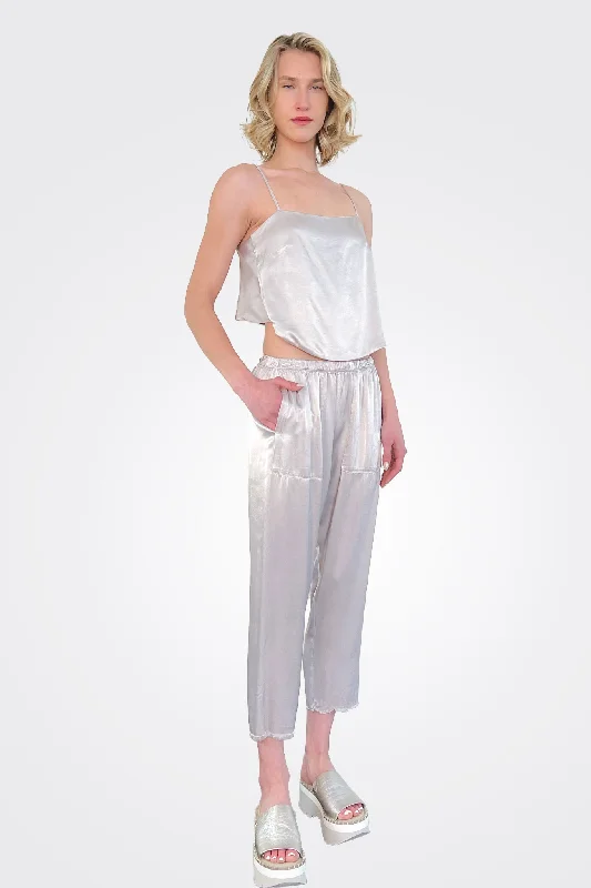  Sale For WomenErika Vintage Satin Drop Pant - Silver Sale For Women