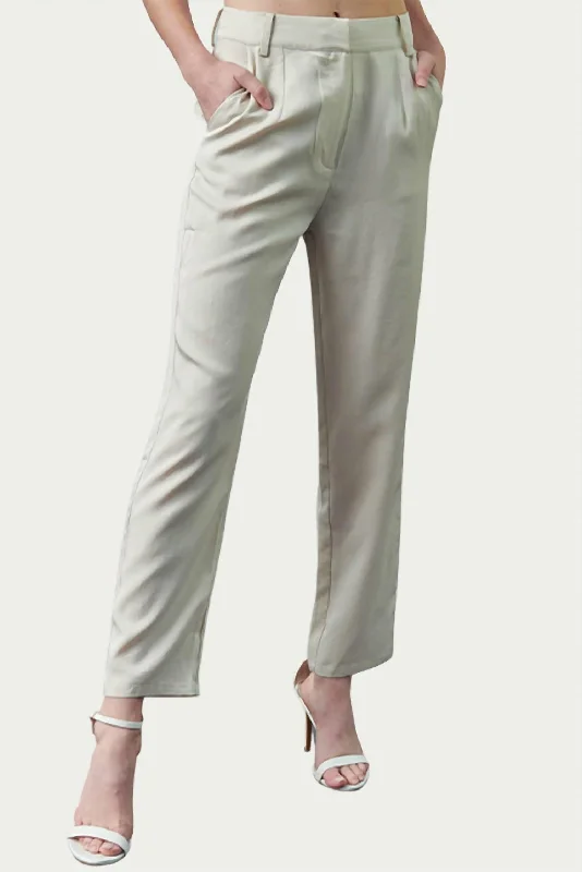  Affordable Luxury Women's GarmentsPleated High-Rise Linen-Blend Pant In Oatmeal Affordable Luxury Women's Garments