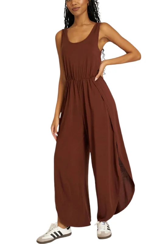  Online Shopping BoutiquesDo It Again Scoop Neck Jumpsuit In Brown Online Shopping Boutiques