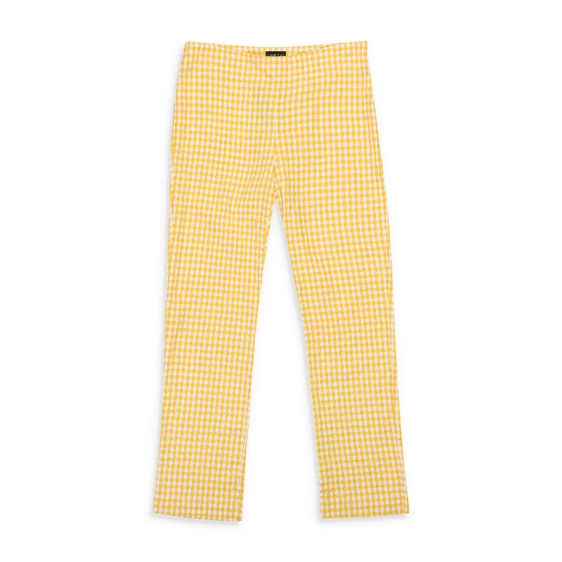  Women's Evening ClothingCALLIPYGIAN SEERSUCKER GINGHAM YELLOW NARROW PANT Women's Evening Clothing