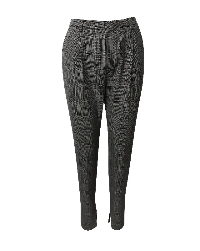  Women's Festive AttireSaint Laurent Checked Slim Trousers in Grey Wool Women's Festive Attire