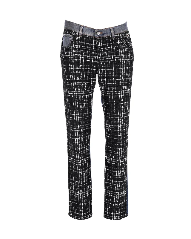  Workwear Fashion for WomenDolce & Gabbana Check Tweed Insert Denim Pants in Multicolor Cotton Workwear Fashion for Women