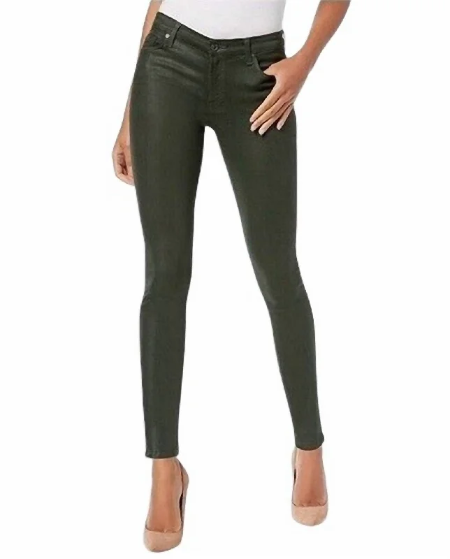  Women's Festive AttireThe Skinny Ankle Coated Shiny Mid Rise Jean In Green Women's Festive Attire