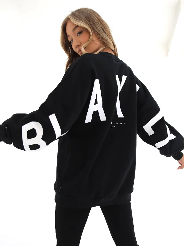  Women's Clothing Apparel SetsIsabel Oversized Jumper - Black Women's Clothing Apparel Sets