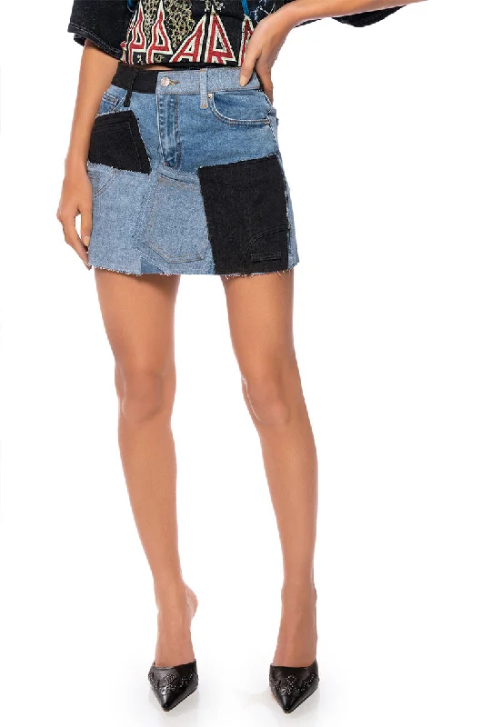  Luxury Women's ClothingPATCHWORK DENIM MINI SKIRT Luxury Women's Clothing